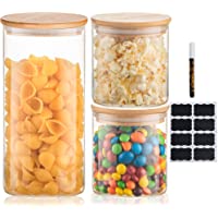 Deco Haus Set 3 Tarros de Cristal Reutilizables Tapa Bambú - Herméticos- Aptos Lavavajillas y Microons- Pasta- Comida…